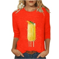 Žene Basic Crew vrat Trokrevetna majica s rukavima Oktoberfest pivo Print Tops casual labavo jesenski