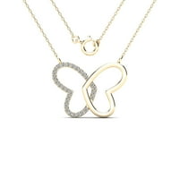 Aaxia 10k žuto zlato 1 10ct TDW Diamond Dvostruka ogrlica od srca