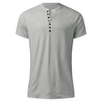 Outfmvch T majice za muškarce Knit Stretch Henleyji košulja Workout Slim Fit Tees Mišić Ležerbene majice