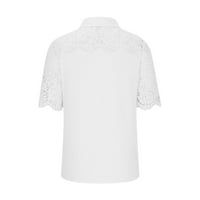 GUZOM WOMENS T majice - kratki rukav trendy čipkasti vrhovi V izrez casual tiskane labave bluze majice