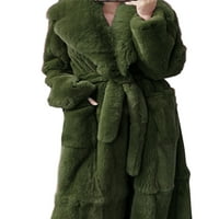 Glookwis Womenwewwear Fuzzy Fleece Obuhvat dugih rukava zimska casual jakna Kaputi sa čvrstim bojama Vojska zelena 2xl