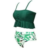 Nogometna košulja plus podstavljeni ženski kupaći kostim kupaćim kostima Swimjupmsuit Print plaža Veličina kupaćih kostimi Tankinis set cvjetni ženski bikini poliesterski zeleni s