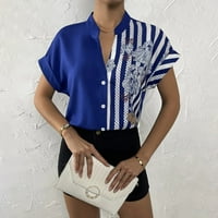 LeylayRay vrhovi za žene Ženske modne casual Solid Boja Spell Stripes Ispisani majica s kratkim rukavima