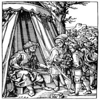 Kralj David. Nking Judine i Izraela. David i Goliath. Woodcut by Anton Woensam, 1529. Poster Print by