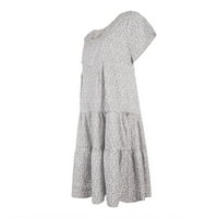 Lopecy-Sta labava haljina za montažu cvjetne turneke za žene kratki rukav V izrez bijeli - 5xl