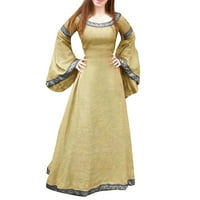 Ženska srednja haljina Renaiss Fit Neregularni dugi rukav Cosplay maxi haljina, žuta, xxxxl