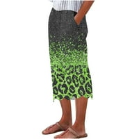 Caveitl Capri pantalone za žene Ležerne prilike, modne ženske ležerne elastične labave hlače Ravne široke noge pantalone hlače zelena, m