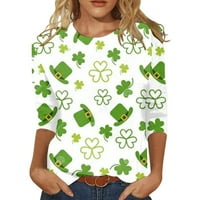 Dnevna majica St. Patrick Djelover Irska košulja Shamrocks Grafički bejzbol vrhovi Gnomes Tees Beach bluza Sleeve Crewneck Yoga Tops Pokloni za mamu Bijela XL