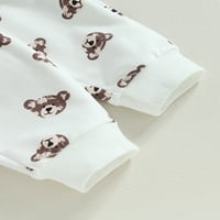 Outfit Bear Med Bear Print dugih rukava i hlače koje su postavljene za odjeću za novorođene