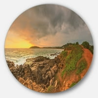 Art DesimanArt 'Rocky Romantic Sri Lanka Beach' Beach Disc Metal Artwork - Disk od