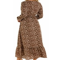 Prednjeg swalk Ženska haljina Crta izrez Maxi Haljine Cvjetni ispis Kaftan rukavac Style G XL