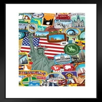 Americana naljepnica kolaž za gradsko znamenitosti State zastava Patriotski posteri Američka zastava Poster zastava za zidne zastave Posteri nas Matted Frammed Art zidni dekor 20x26