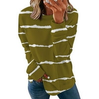 Qwertyu majice za žene s dugim rukavima Aktivno labavo Fit obična baggy dukserica prevelika posada Ženska lagana pulover lagani ženski vrhovi za jesen a-armiju zeleno l