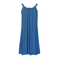 Ženske haljine Mini bez rukava, puna ležerna ručna ormara za okrugla izrez plava L