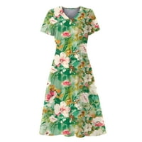 Haljine za žene plus veličine ženski klirens sunčana haljina s kratkim rukavima s kratkim rukavima cvjetna