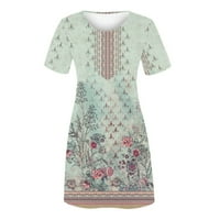 Mini haljine za žene Ljeto casual cvjetni tisak kratkih rukava kratkih rukava majica ženska plus veličina