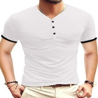Avamo Henley s majicama kratkih rukava za muškarce Jednobojne lagane majice modni vrhovi prednji plaket