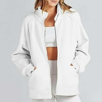 Ženske dukseve Ležerne prilike dugih rukava Okrug patentna jakna Zimska solid labav fit salon Y2K odjeća