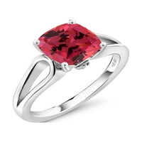 Gem Stone King Silver Solitaire sa pričvršćivanjem sa akcentnim prstenom sa Fancy Pink Cirkonijom