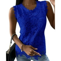 Bluze za žene Ženska moda New Ljeto U-izrez bez rukava Casual Casual Modna majica TOP LASE TOP BLUE