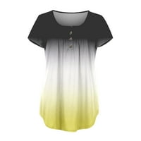 Ženski vrhovi V-izrez Ženska bluza Modni grafički otisci Ljetne kratke rukave T-majice Tunika Tee Yellow
