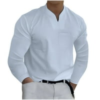 Muški bluze Ležerne prilike sa čvrstim sportovima s dugim rukavima V-izrez Fitness Trenutna obuka The Top Trendy White S, M, L, XL, XXL, XXXL