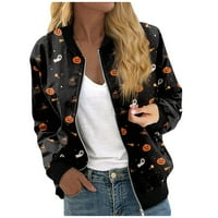 Apepal jakne za žene Dugih rukava Lagana zip useljena modna printa Outerwear Casual Quilted Jackets