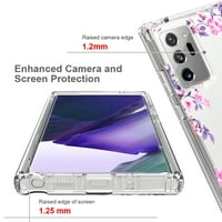Za futrolu za Samsung, mantto 360 stupnjeva za zaštitu ruba cvijeta i TPU Gumeni silikon sa zaštitnim ekranom Film s ekranske protične ivice za Samsung Galaxy Note 20, Rose