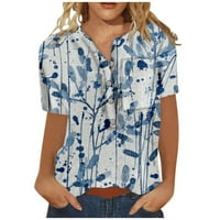 Slikanje tipke za tipke Pocketne košulje za žene posade vrat kratkih rukava Dame Trendy Comfy bluza