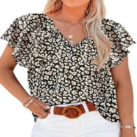 Avamo ženska modna ruffled bluza tunika vrhovi kratkih rukava ljetni vrhovi casual v izrez majica labava