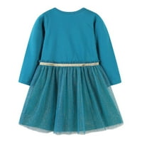 Dječja haljina za djevojčicu Godderr za 2- T pamučnu šivanje mrežice dugih rukava s dugim rukavima okrugla