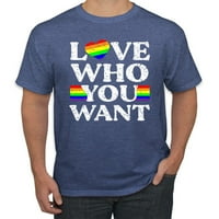 Divlji Bobby, LGBTQ Rainbow Zastava Ljubav Koga želiš, LGBT ponos, Muškarci Grafički tee, Vintage Heather