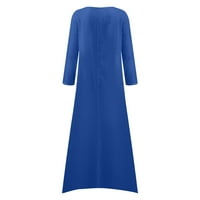 Ljetne haljine za žene Maxi rukava moda A-line ispisana haljina s škapama plava 5xl