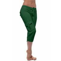 Lilgiuy Women Workout Out Stretch Stretch tipke Struitop Pocket Yoga teretane Obrezane pantalone Lagani