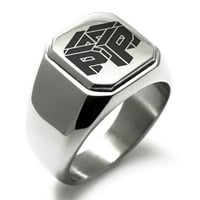 Slovo od nehrđajućeg čelika P inicijal 3D kocke BO Monogram ugraviran kvadratni ravni top top Biker stil polirani prsten