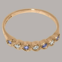 Britanci napravio 9k ružičasto zlato ženski prsten prirodni dijamant i tanzanit vječni prsten - Opcije veličine - veličina 7.5