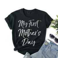 Jjayotai Womens T-majice Plus Veličina čišćenja moda Žene O-izrez Majčin dan Jednobojna kratki rukav