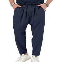 NIUER muške harem hlače elastične struine dno sa džepovima pantalone ugrađene pantske pune boje mornarice