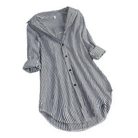Košulje s dugim rukavima za žene prugastim print polovinom gumba Ležerne prilike ugrađene majice