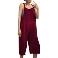 SHPWFBE Jumpsuits za žene široke pantalone za noge za žene, ležerne prilike pune boje pamuk Kombinezoni