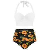 Huaai bikini setovi za žene Žene cvjetni print High struk gornji dijelovi + kratke hlače dva kupaća