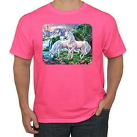 Jednorog fanstasy Otok Dvorac Ljubitelj životinja Muška grafička majica, Neon Pink, 3xl