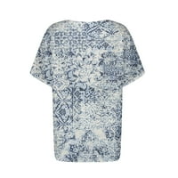 Ženski ljetni vrhovi ljetni cvjetni uzorak bluza V-izrez kratki rukav udobne dressy tshirts