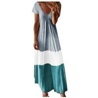 Maxi haljine za žene V-izrez kratkih rukava gradijent boja caresual boemian maxi haljina