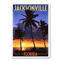 Jacksonville, Florida, Palms and Sunset, Lantern Press, Premium igraće kartice, Kamion sa šala, Sjedinjene