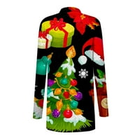 Tking Fashion ženski modni casual božićni božićni stari muškarac Ispis kardigan jakna - xxxl