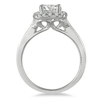 Ženska AGS certificirana Carat TW Diamond Halo Angažman prsten u 14K bijelom zlatu