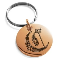 Slovo od nehrđajućeg čelika C Početni kraljevski monogram ugraviran mali medaljon krug šarm privjesak za ključeve