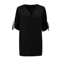 Advoicd Womens Bluze ženske rufffle dugih rukava s rukavom bluzom s dugim rukavima labavi vrhovi s elastičnošću