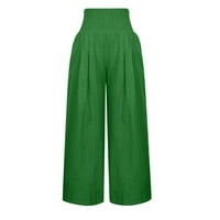 Ženske casual široke noge palazzo hlače visoke strukske salonke sa džepovima zelene m